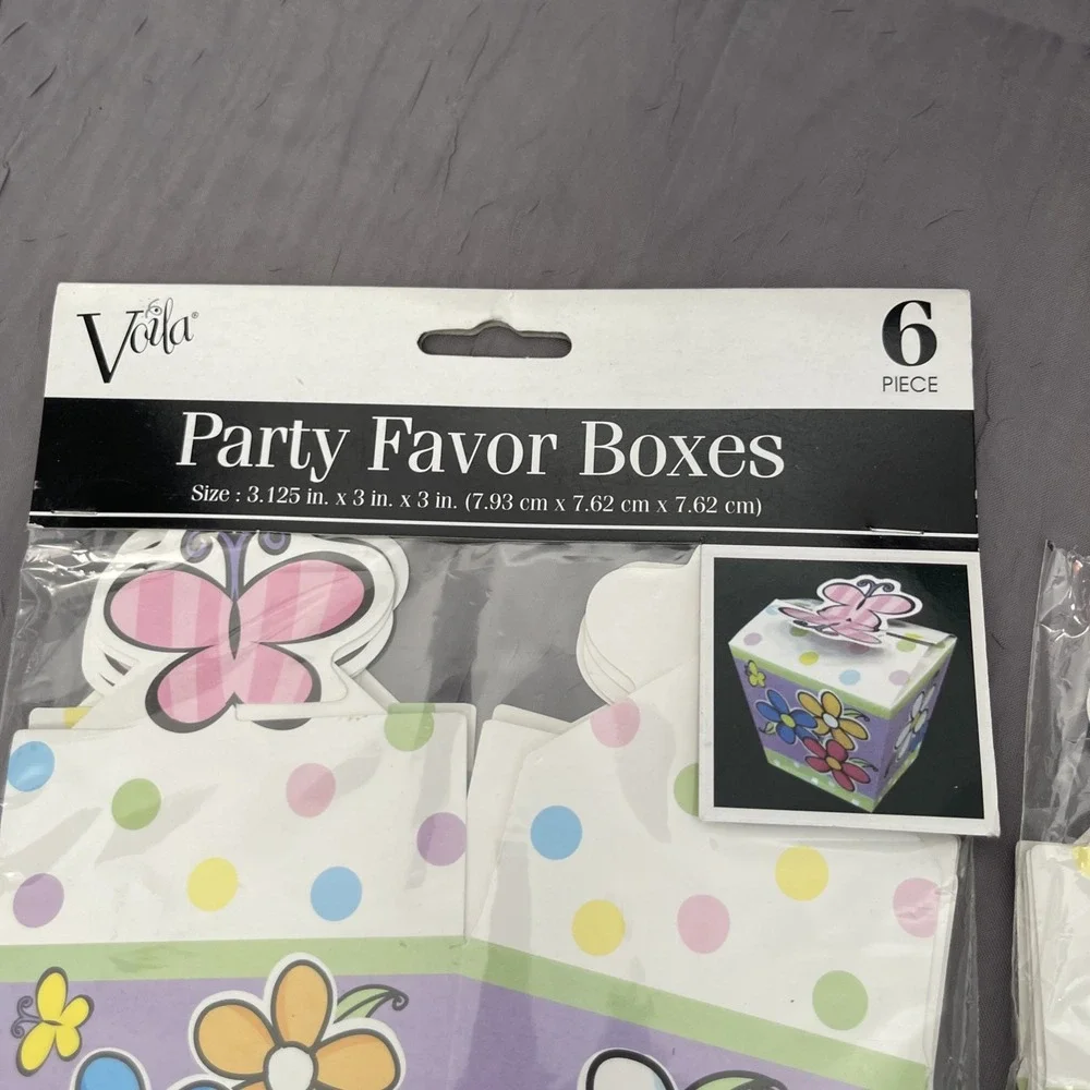 13 Party Favor Treat Boxes Butterfly Top & Flower Kids Birthday Baby Shower NEW